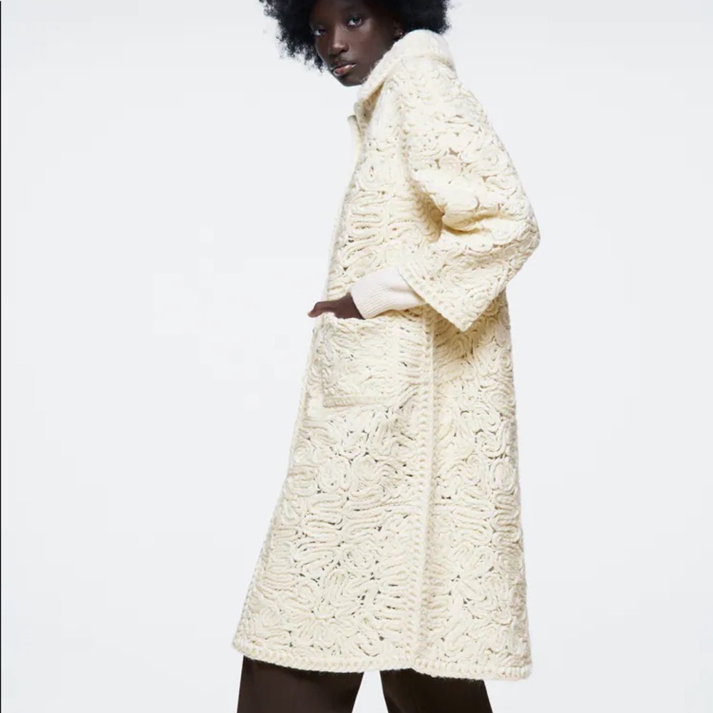 Zara Ecru Structured Wool Blend Coat - Picture 12 of 17